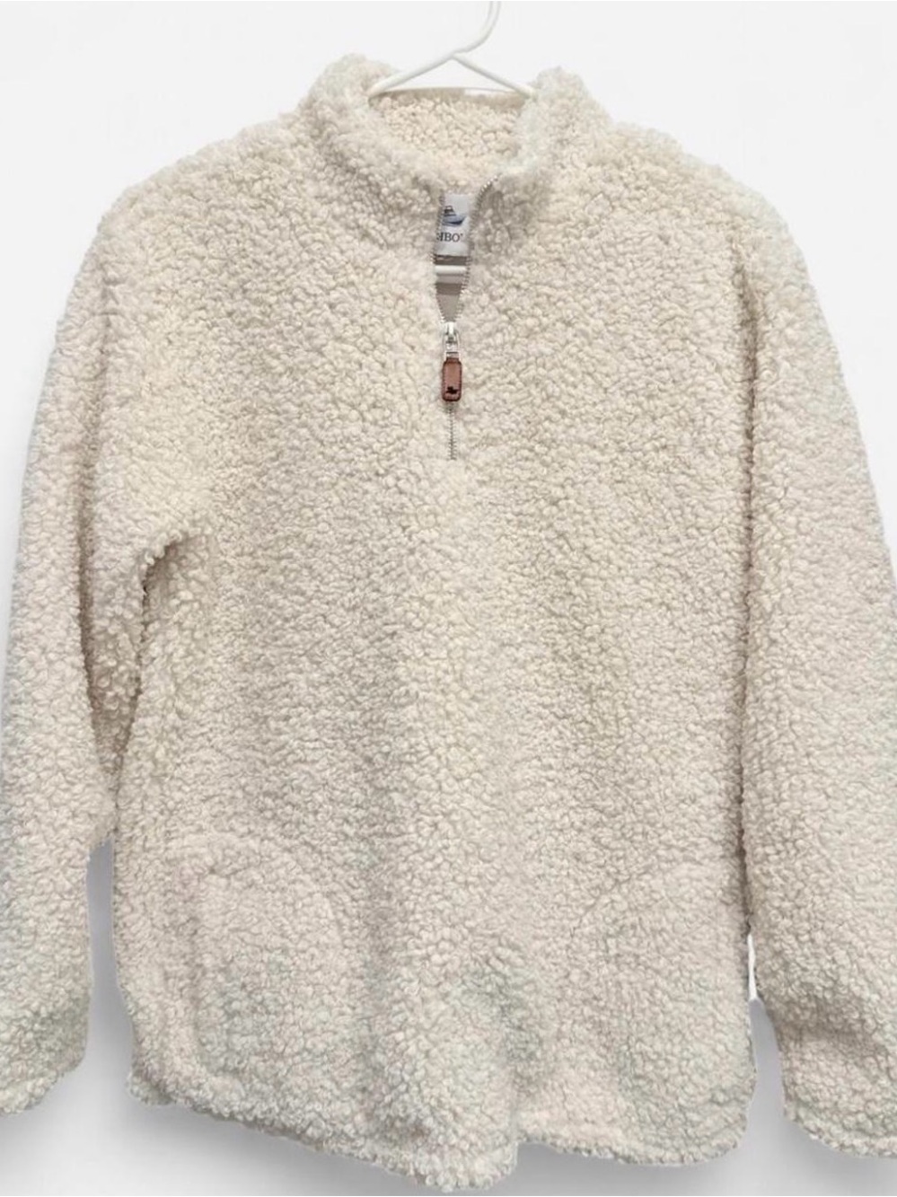 Cream Sherpa Quarter-Zip Pullover Sweater women’s small